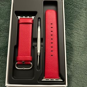 Fullmosa Apple Watch wristband. Size 38mm in red. Genio e leather. Brand new